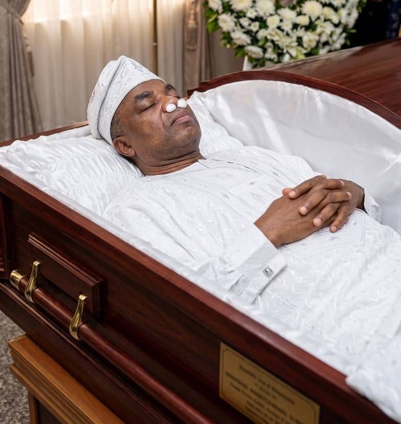 Burial of seated man